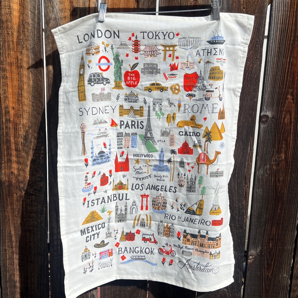 NEW Rifle Paper Co. Bon Voyage Tea Towel RARE - Picture 3 of 17